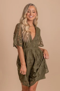 Bella Ella Boutique Light My Fire Olive Lace Mini Dress -Bella Ella Sales LightMyFireOliveProductPictures 3 5000x