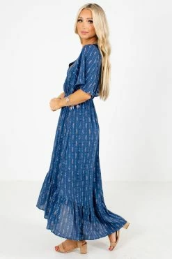 Stylive Lights Down Low Patterned Midi Dress -Bella Ella Sales Lights Down Low Blue Dress Side 5000x