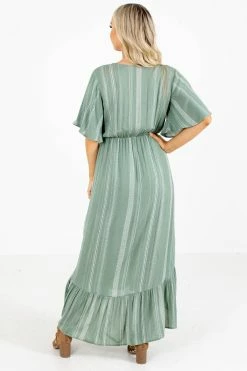 Stylive Lights Down Low Patterned Midi Dress -Bella Ella Sales Lights Down Low Green Dress Back 5000x