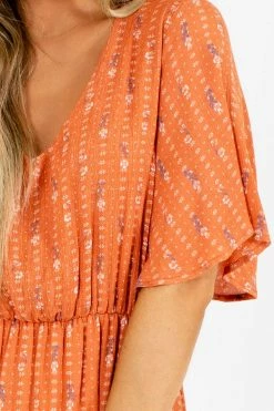 Stylive Lights Down Low Patterned Midi Dress -Bella Ella Sales Lights Down Low Orange Dress Detail 5000x