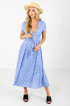 Ambition Little Cutie Polka Dot Midi Dress -Bella Ella Sales Little Cutie Blue Dress Front 5000x