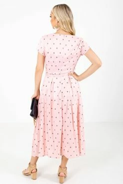 Ambition Little Cutie Polka Dot Midi Dress -Bella Ella Sales Little Cutie Pink Dress Back 5000x
