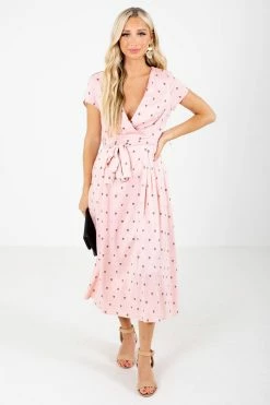 Ambition Little Cutie Polka Dot Midi Dress -Bella Ella Sales Little Cutie Pink Dress Full Front 5000x