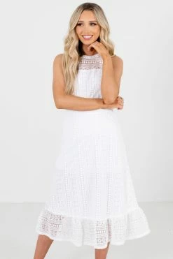 Bella Ella Boutique Long Awaited Love White Midi Dress 11 Bella Ella Boutique Long Awaited Love White Midi Dress -Bella Ella Sales Long Awaited Love White Dress Front 5000x