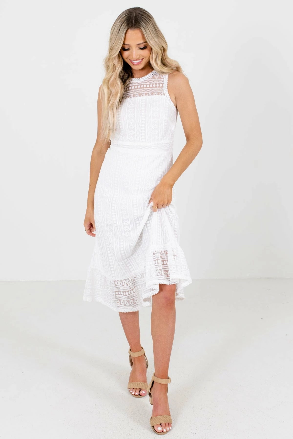 Bella Ella Boutique Long Awaited Love White Midi Dress 4 Bella Ella Boutique Long Awaited Love White Midi Dress - Image 4