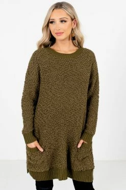 Bella Ella Boutique Look This Way Olive Sweater -Bella Ella Sales Look This Way Olive Sweater Front2 5000x
