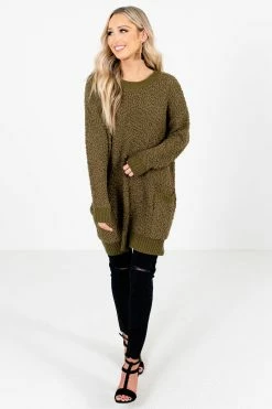 Bella Ella Boutique Look This Way Olive Sweater -Bella Ella Sales Look This Way Olive Sweater Full Front 5000x