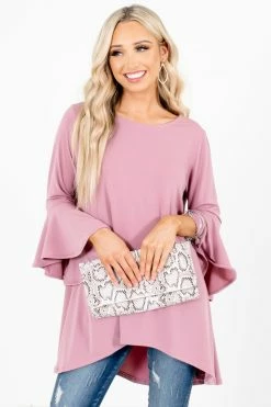 Zenana Looking Sharp Long Sleeve Blouse 17 Zenana Looking Sharp Long Sleeve Blouse -Bella Ella Sales LookingSharpPinkBlouseFront 5000x