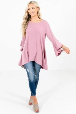 Zenana Looking Sharp Long Sleeve Blouse 18 Zenana Looking Sharp Long Sleeve Blouse -Bella Ella Sales LookingSharpPinkBlouseFullFront 5000x