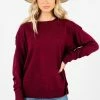 Bella Ella Boutique Lost In Thought Burgundy Sweater