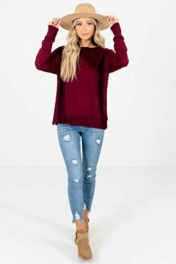 Bella Ella Boutique Lost In Thought Burgundy Sweater -Bella Ella Sales Lost in Thought Burgundy Sweater Full Front 5000x