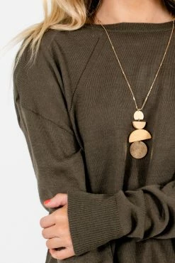 Bella Ella Boutique Lost In Thought Olive Sweater -Bella Ella Sales Lost in Thought Olive Sweater Detail 5000x