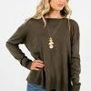 Bella Ella Boutique Lost In Thought Olive Sweater