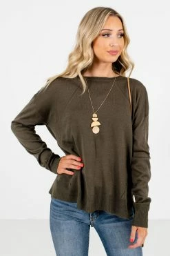 Bella Ella Boutique Lost In Thought Olive Sweater