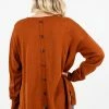 Bella Ella Boutique Lost In Thought Rust Orange Sweater