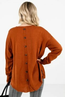 Bella Ella Boutique Lost In Thought Rust Orange Sweater