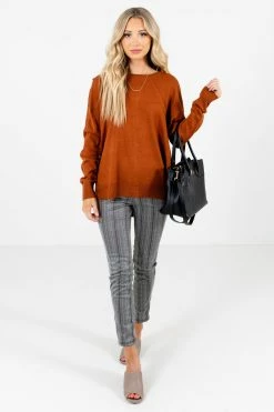 Bella Ella Boutique Lost In Thought Rust Orange Sweater 9 Bella Ella Boutique Lost In Thought Rust Orange Sweater -Bella Ella Sales Lost in Thought Rust Sweater Full Front 5000x