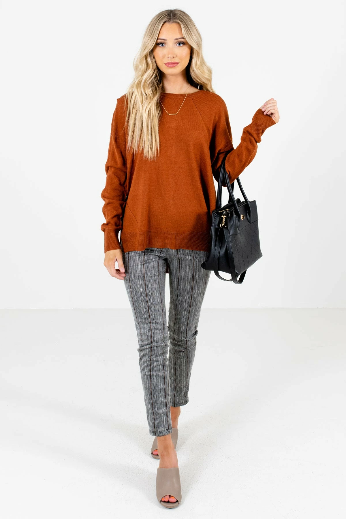 Bella Ella Boutique Lost In Thought Rust Orange Sweater 5 Bella Ella Boutique Lost In Thought Rust Orange Sweater - Image 5