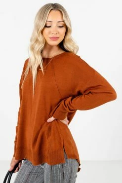 Bella Ella Boutique Lost In Thought Rust Orange Sweater 7 Bella Ella Boutique Lost In Thought Rust Orange Sweater -Bella Ella Sales Lost in Thought Rust Sweater Side 5000x
