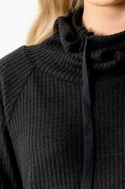 Bella Ella Boutique Lost In A Daydream Black Cowl Neck Sweater -Bella Ella Sales Lost in a Daydream Black Sweater Detail 5000x