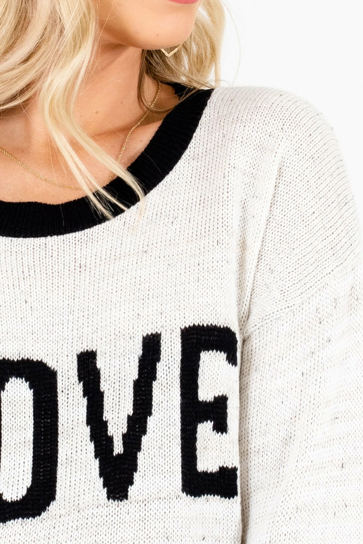 Bella Ella Boutique Love Cream Knit Sweater 3 Bella Ella Boutique Love Cream Knit Sweater - Image 3