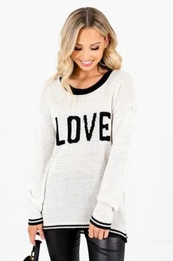 Bella Ella Boutique Love Cream Knit Sweater 14 Bella Ella Boutique Love Cream Knit Sweater -Bella Ella Sales Love Cream Sweater Front2 5000x