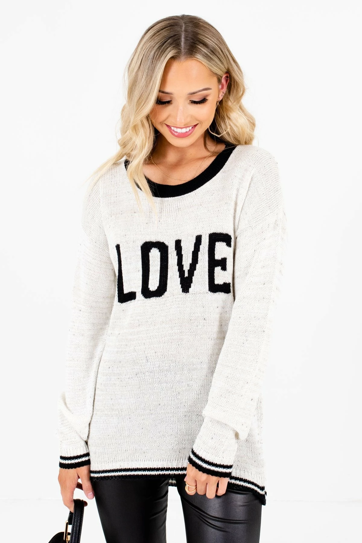 Bella Ella Boutique Love Cream Knit Sweater 7 Bella Ella Boutique Love Cream Knit Sweater - Image 7