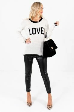 Bella Ella Boutique Love Cream Knit Sweater 15 Bella Ella Boutique Love Cream Knit Sweater -Bella Ella Sales Love Cream Sweater Full Front 5000x