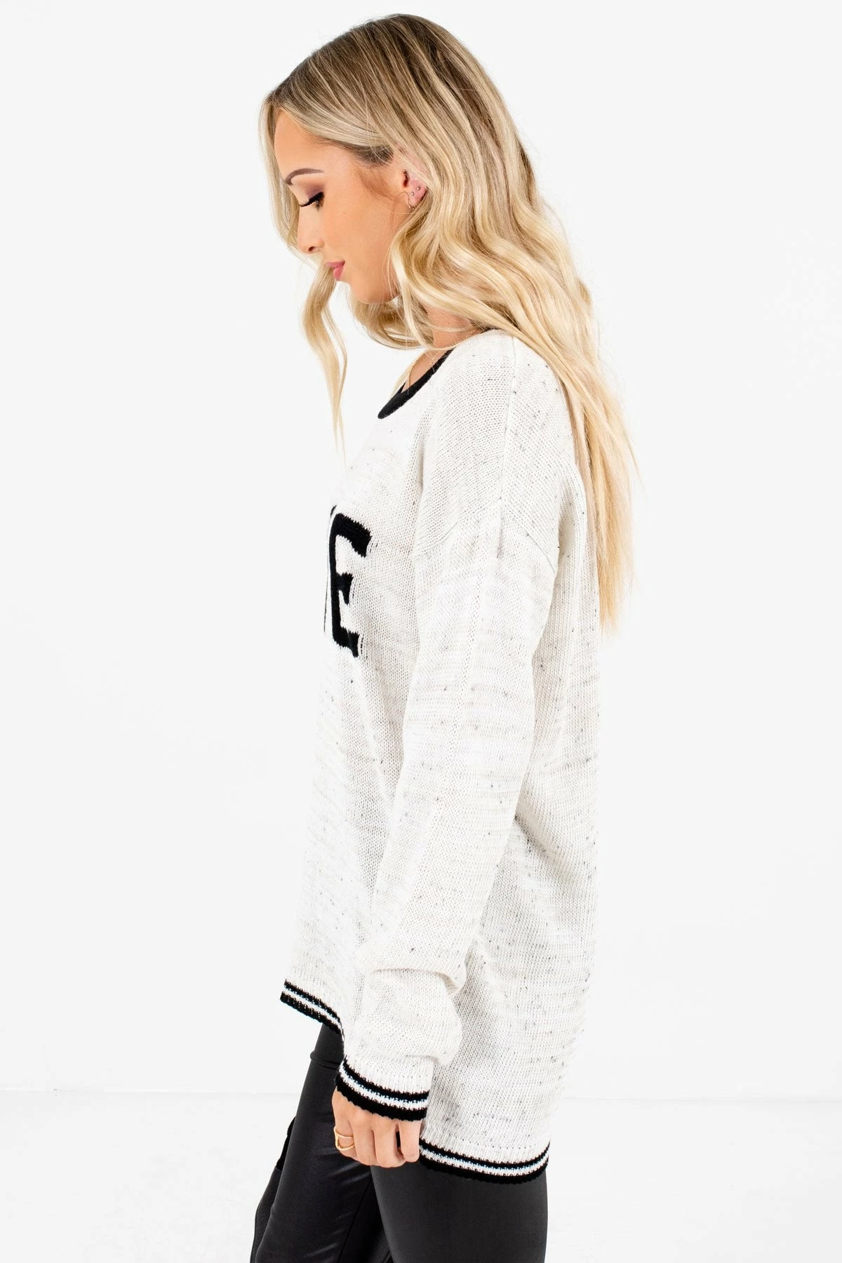 Bella Ella Boutique Love Cream Knit Sweater 6 Bella Ella Boutique Love Cream Knit Sweater - Image 6