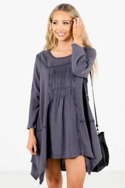 Bella Ella Boutique Love Of My Life Charcoal Gray Mini Dress -Bella Ella Sales Love of My Life Charcoal Dress Front2 5000x