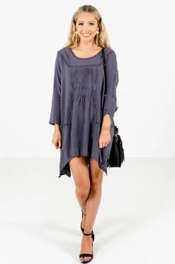 Bella Ella Boutique Love Of My Life Charcoal Gray Mini Dress -Bella Ella Sales Love of My Life Charocal Dress Full Front2 5000x