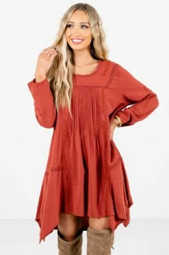 Bella Ella Boutique Love Of My Life Rust Orange Mini Dress -Bella Ella Sales Love of My Life Rust Dress Front 5000x