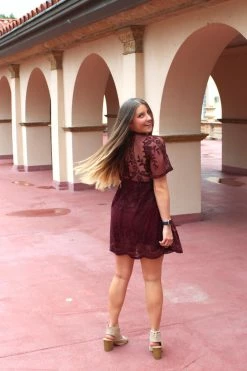 Bella Ella Boutique Light My Fire Wine Purple Lace Mini Dress -Bella Ella Sales Macey Light My Fire 5 1 5000x