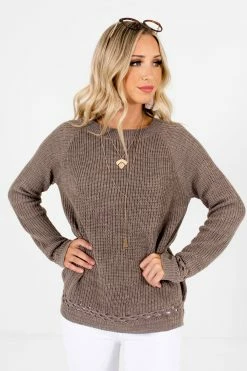 Bella Ella Boutique Make A Change Brown Sweater