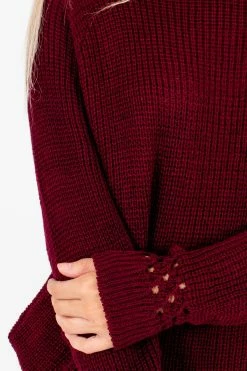 Bella Ella Boutique Make A Change Burgundy Sweater -Bella Ella Sales Make a Change Burgundy Sweater Detail 5000x