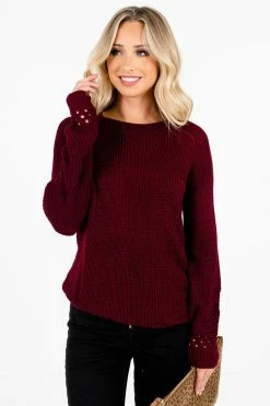 Bella Ella Boutique Make A Change Burgundy Sweater