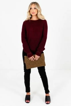 Bella Ella Boutique Make A Change Burgundy Sweater -Bella Ella Sales Make a Change Burgundy Sweater Full Front2 5000x