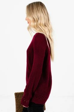 Bella Ella Boutique Make A Change Burgundy Sweater -Bella Ella Sales Make a Change Burgundy Sweater Side 5000x
