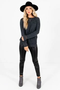 Bella Ella Boutique Make A Change Charcoal Gray Sweater -Bella Ella Sales Make a Change Gray Sweater Full Front3 5000x