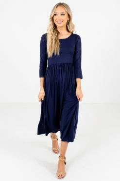 Bella Ella Boutique Matters Of The Heart Navy Midi Dress -Bella Ella Sales Matters of The Heart Navy Dress Full Front2 5000x