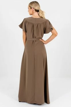 Bella Ella Sales -Bella Ella Sales Memory Lane Brown Dress Back 5000x