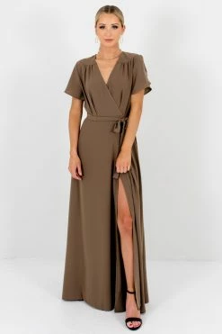 Bella Ella Boutique Memory Lane Brown Maxi Dress -Bella Ella Sales Memory Lane Brown Dress Front2 5000x