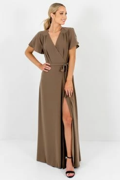 Bella Ella Boutique Memory Lane Brown Maxi Dress