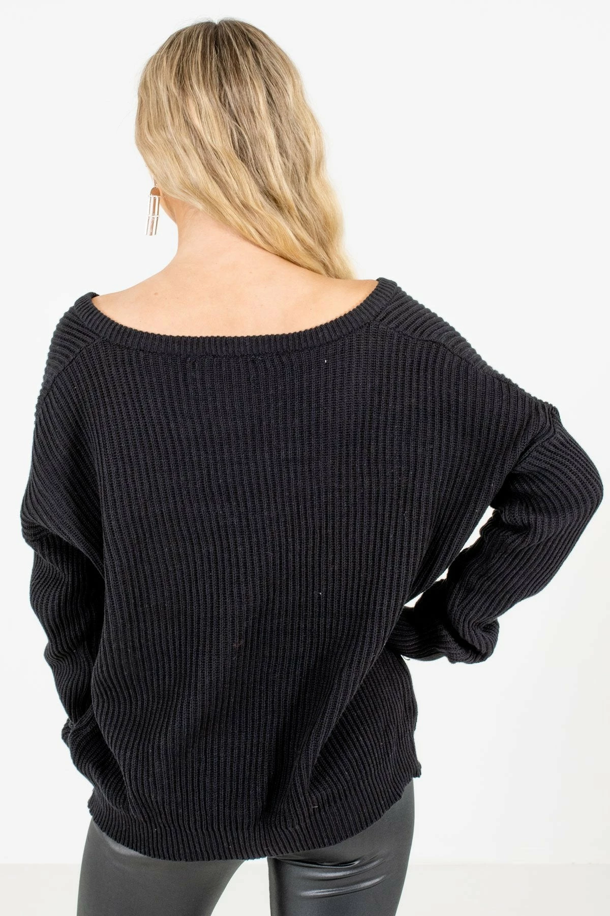 Bella Ella Boutique My Favorite Black Knit Sweater 2 Bella Ella Boutique My Favorite Black Knit Sweater - Image 2