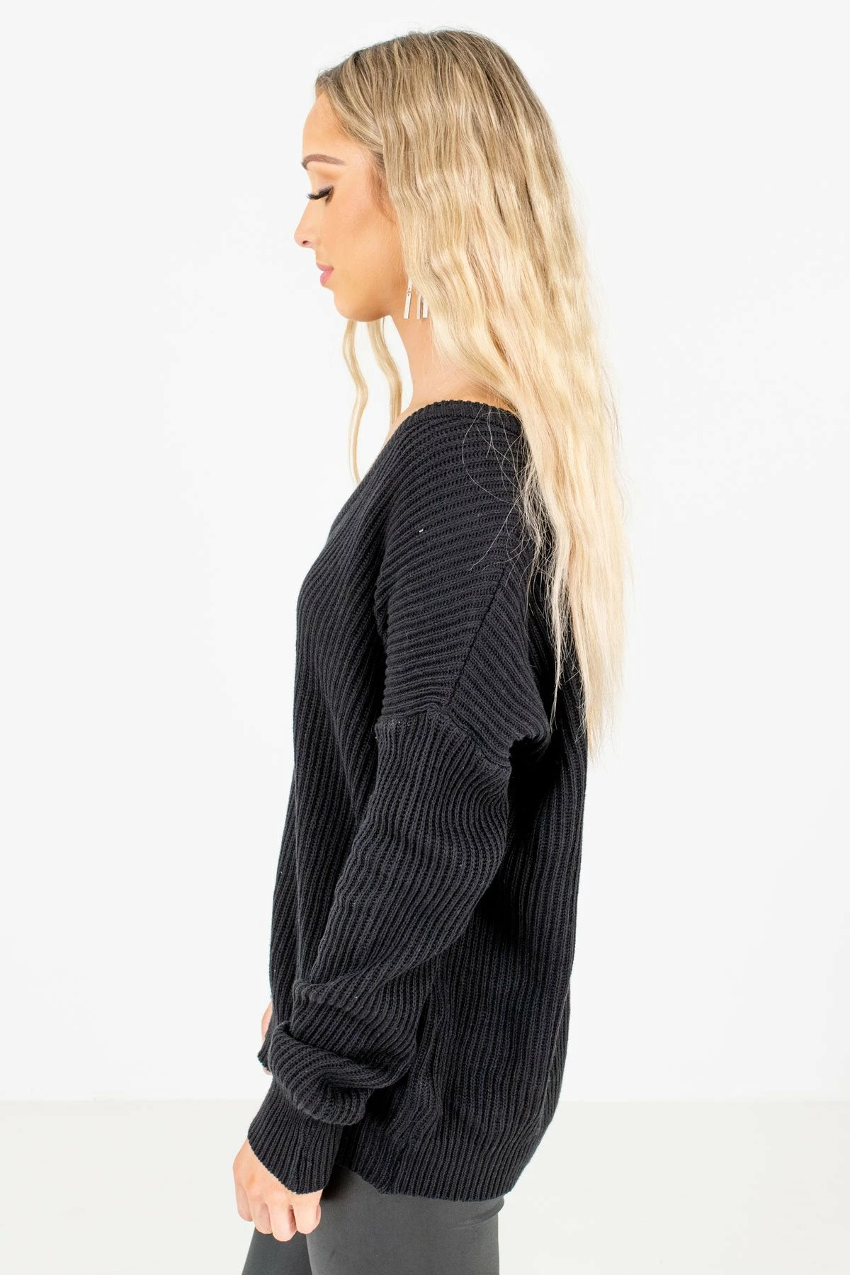 Bella Ella Boutique My Favorite Black Knit Sweater 6 Bella Ella Boutique My Favorite Black Knit Sweater - Image 6