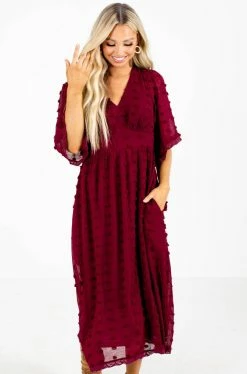 Listicle My Moment Midi Dress -Bella Ella Sales My Moment Midi Dress Maroon Front 2 5000x
