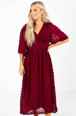 Listicle My Moment Midi Dress -Bella Ella Sales My Moment Midi Dress Maroon Front 5000x