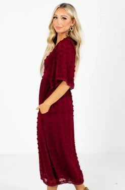 Listicle My Moment Midi Dress -Bella Ella Sales My Moment Midi Dress Maroon Side 5000x