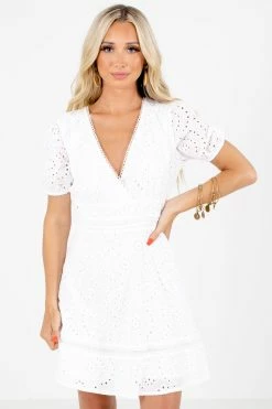 All In Favor My Plus One White Eyelet Mini Dress -Bella Ella Sales My Plus One White Dress Front3 5000x
