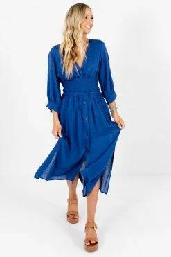 Bella Ella Boutique My Muse Blue Midi Dress -Bella Ella Sales My Muse Blue Dress Full Front 5000x